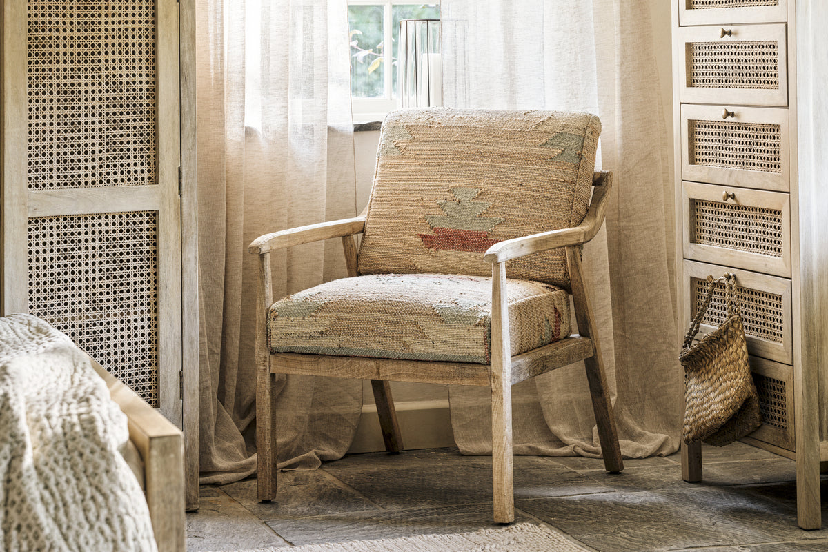 Kavya Kilim Occasional Armchair - Natural