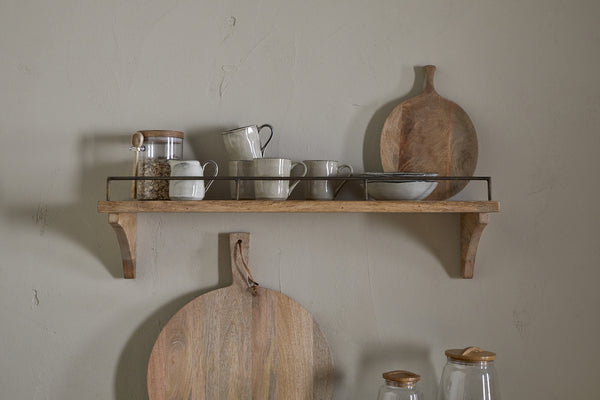 Meera Mango Wood & Iron Gallery Shelf - Natural