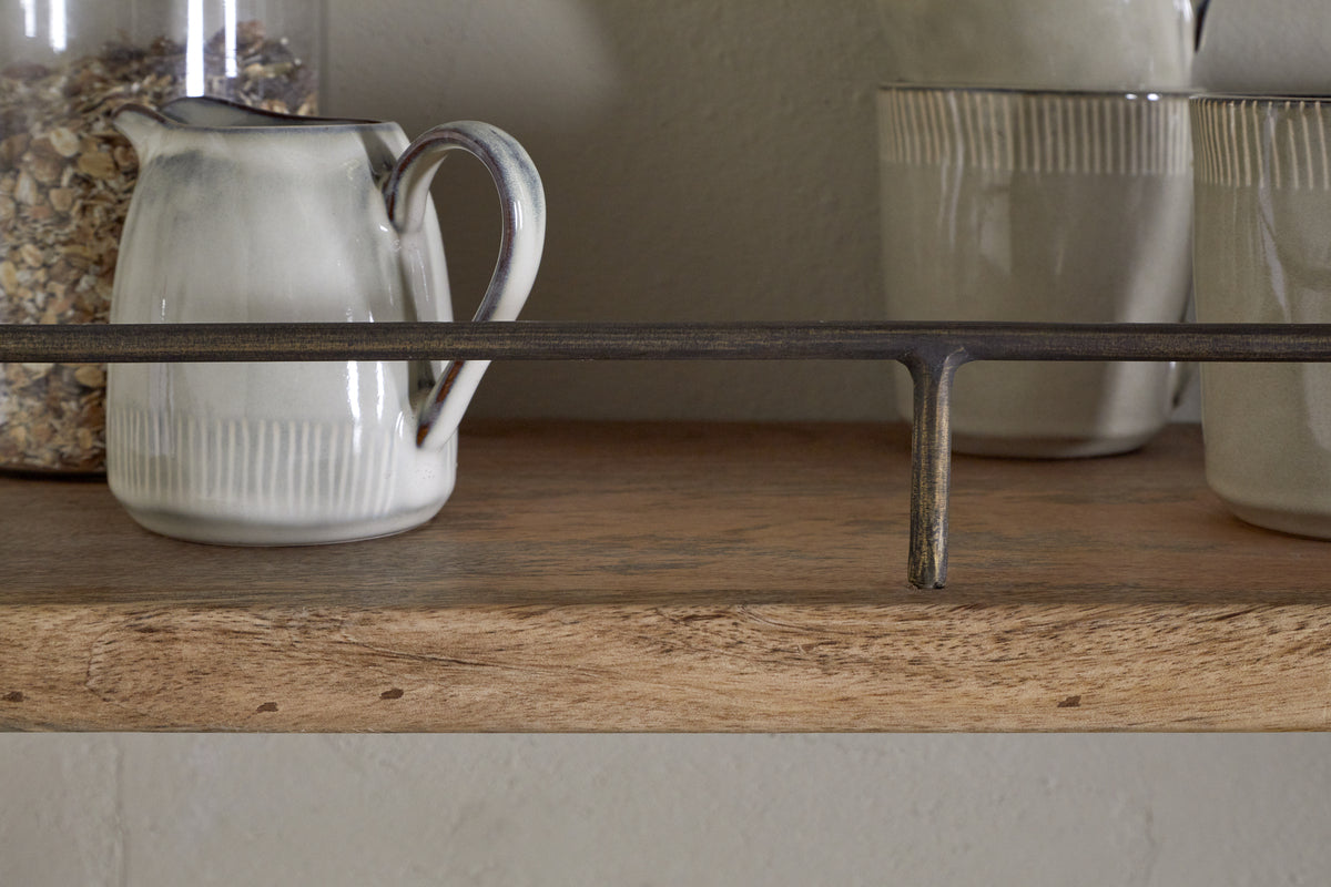 Meera Mango Wood & Iron Gallery Shelf - Natural