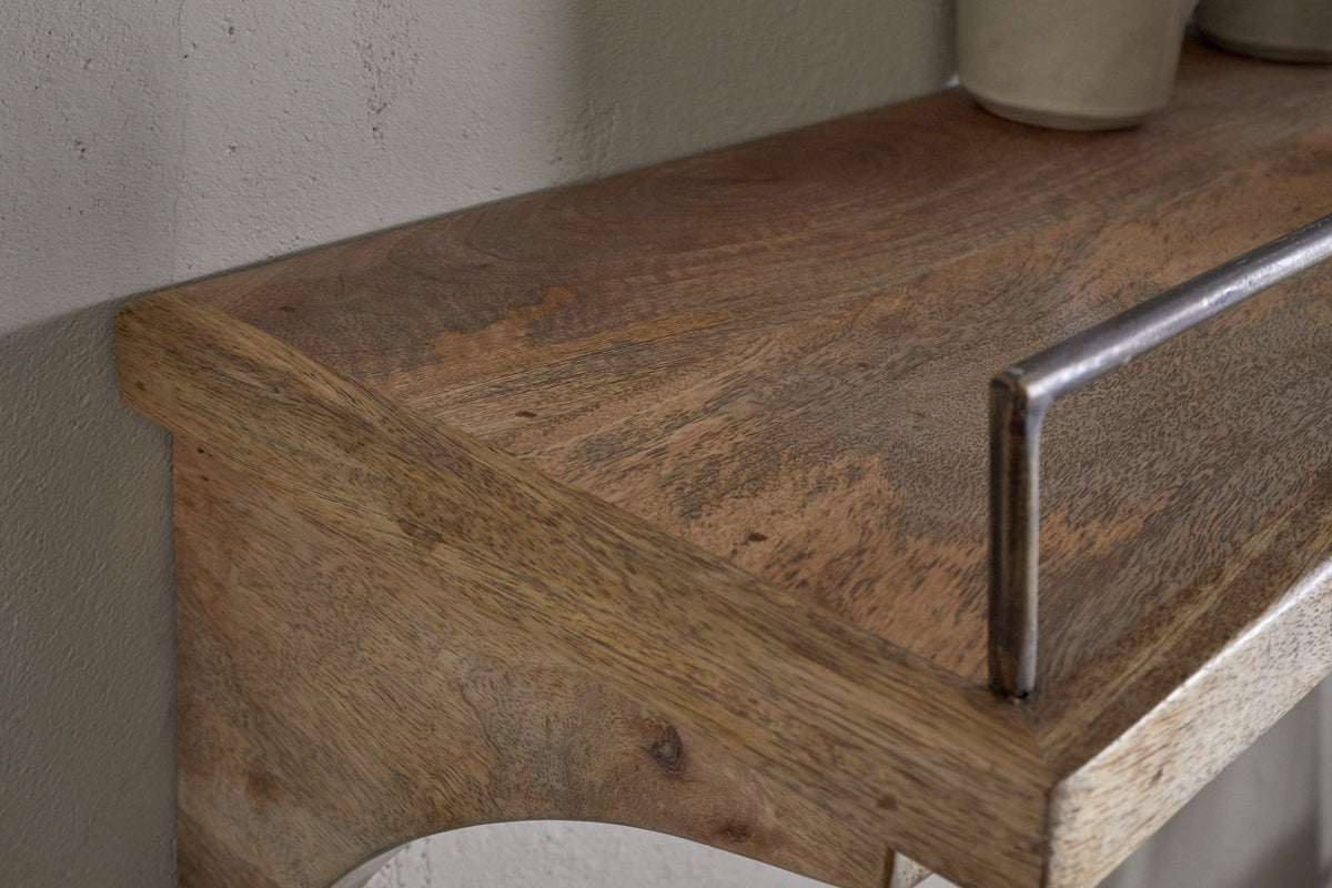 Meera Mango Wood & Iron Gallery Shelf - Natural