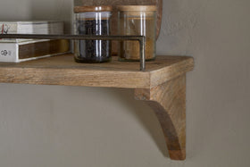 Meera Mango Wood & Iron Gallery Shelf - Natural