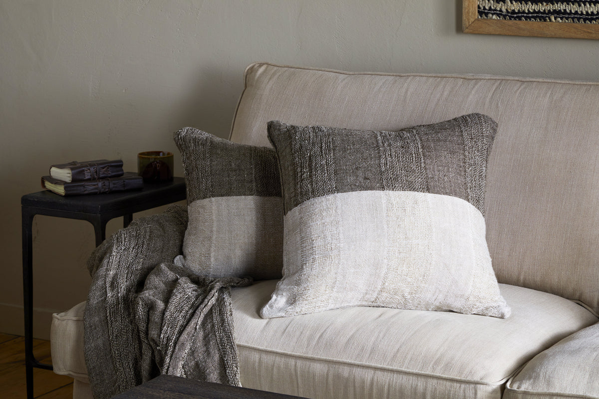 Munir Linen Cushion Cover - Charcoal