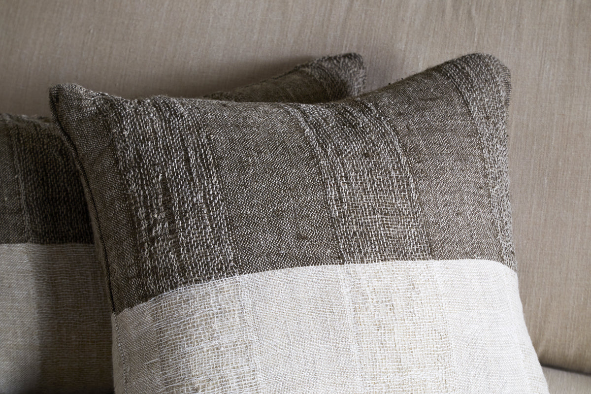 Munir Linen Cushion Cover - Charcoal