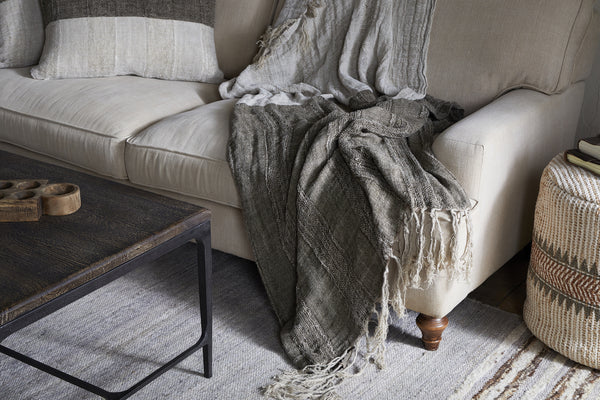 Munir Linen Throw - Charcoal