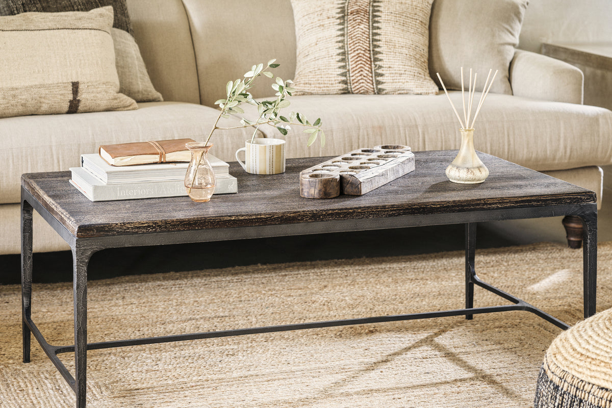 Sita Reclaimed Wood & Iron Coffee Table - Chocolate Brown