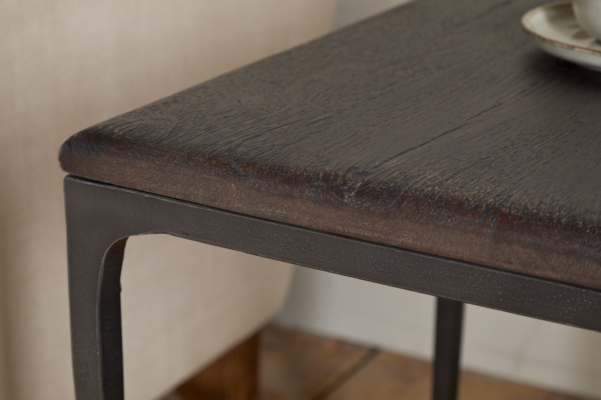 Sita Reclaimed Wood & Iron Side Table - Chocolate Brown