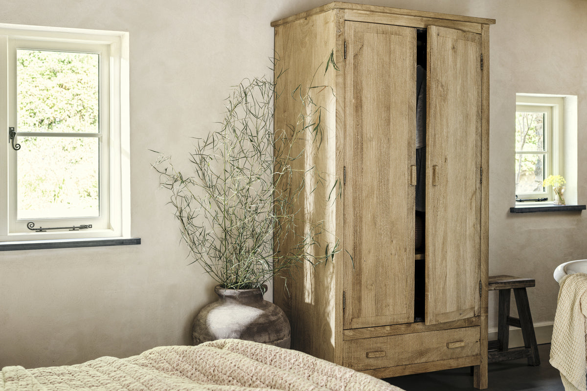 Vivan Grooved Wardrobe - Natural