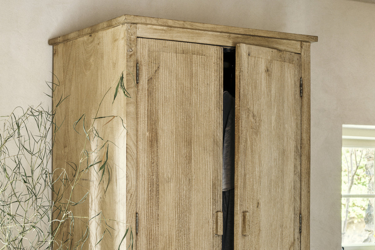 Vivan Grooved Wardrobe - Natural