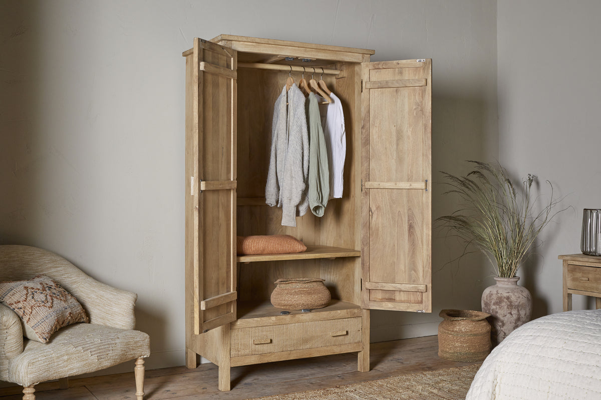 Vivan Grooved Wardrobe - Natural