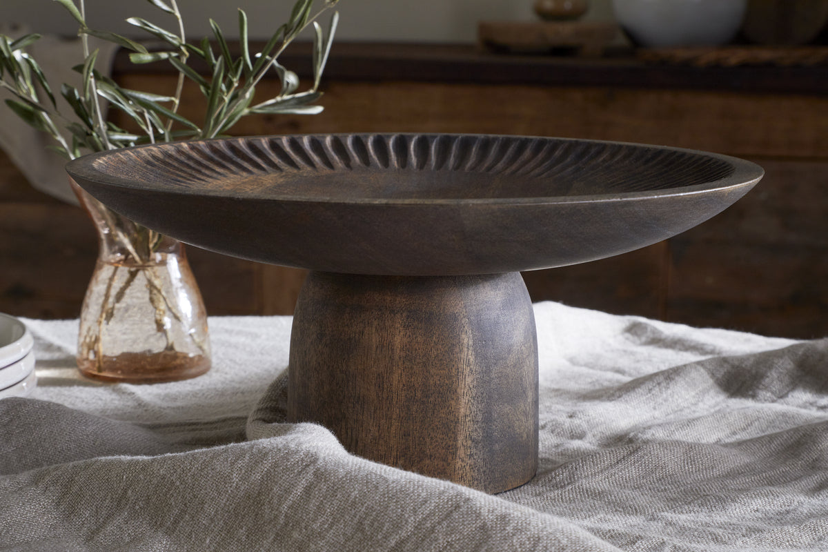 Eisha Wooden Cake Stand - Brown