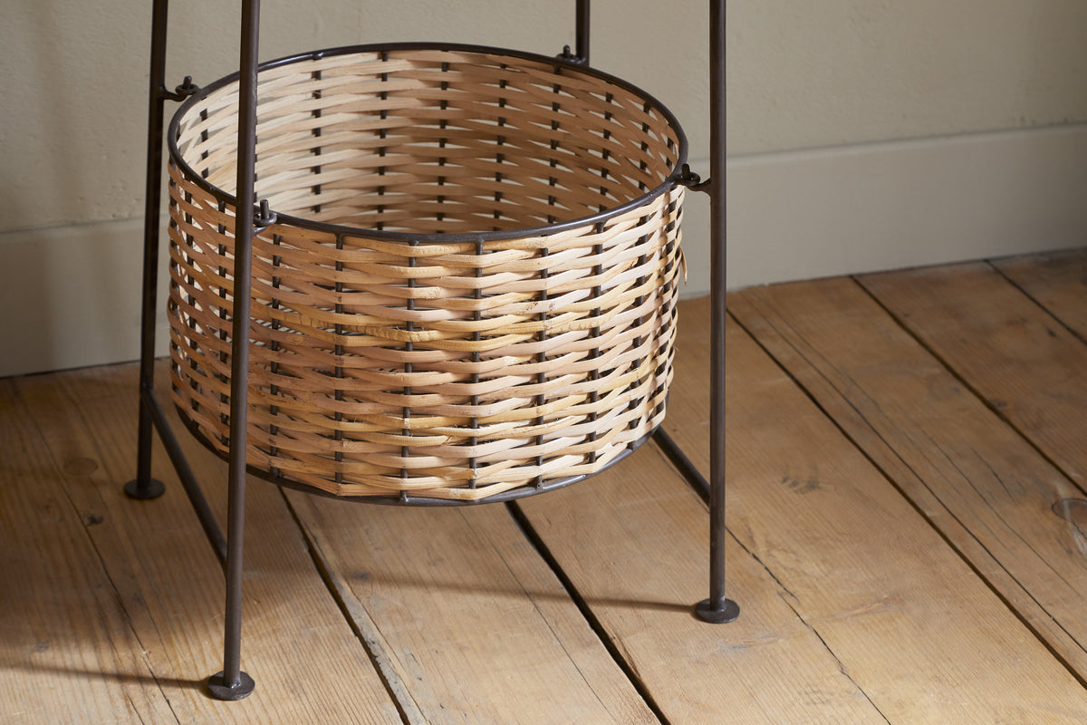 Montali Iron & Rattan Three-Tiered Storage Stand - Natural