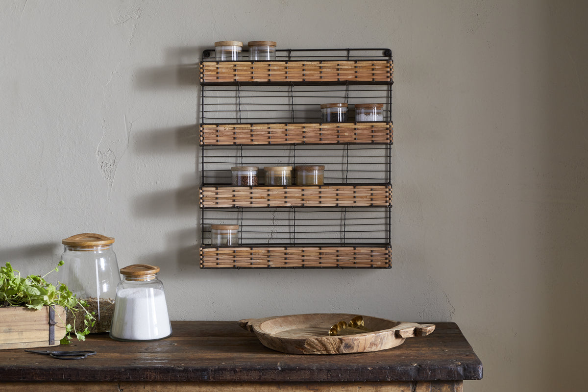 Montali Iron & Rattan Spice Rack - Natural