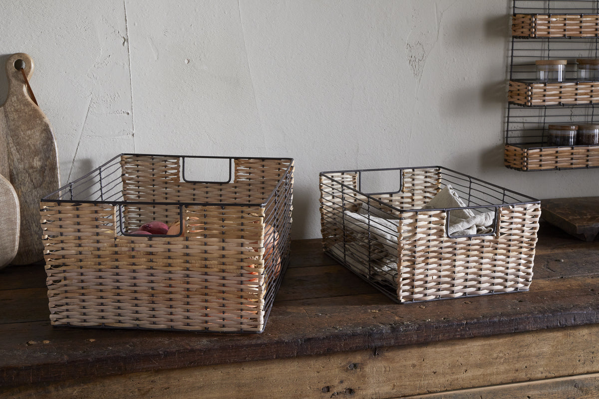 Montali Iron & Rattan Storage Baskets - Natural - (Set of 2)