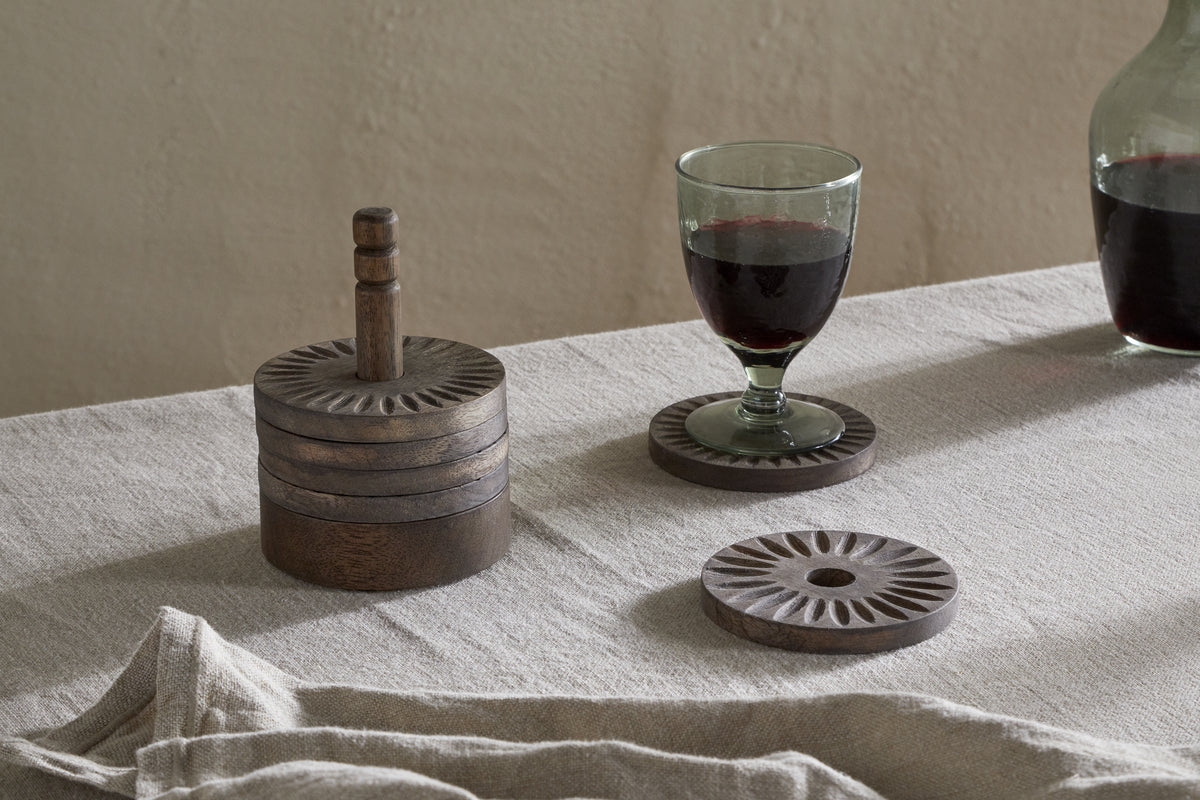 Eisha Mango Wood Coasters - Dark Brown - (Set of 6)