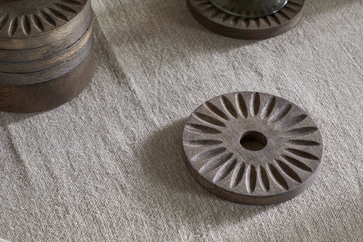 Eisha Mango Wood Coasters - Dark Brown