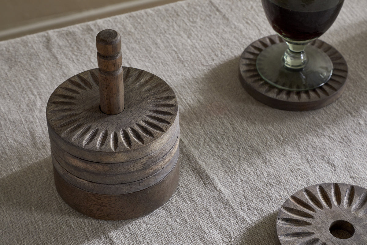 Eisha Mango Wood Coasters - Dark Brown