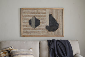 Kiran Large Textured Wall Art - Natural & Dark Blue