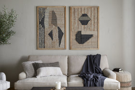 Birala Large Textured Wall Art - Natural & Dark Blue