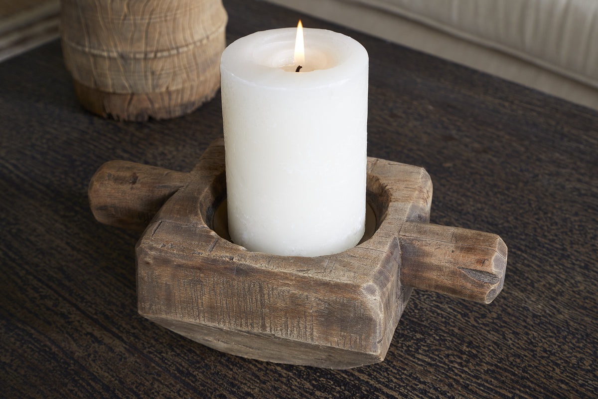 Apu Reclaimed Wood Traditional Candle Holder - Natural