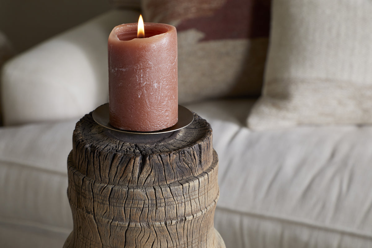 Mvua Reclaimed Wood Pillar Candle Holder - Natural
