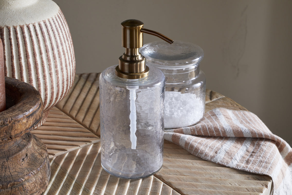 Ilcoso Recycled Hammered Glass Soap Dispenser - Clear