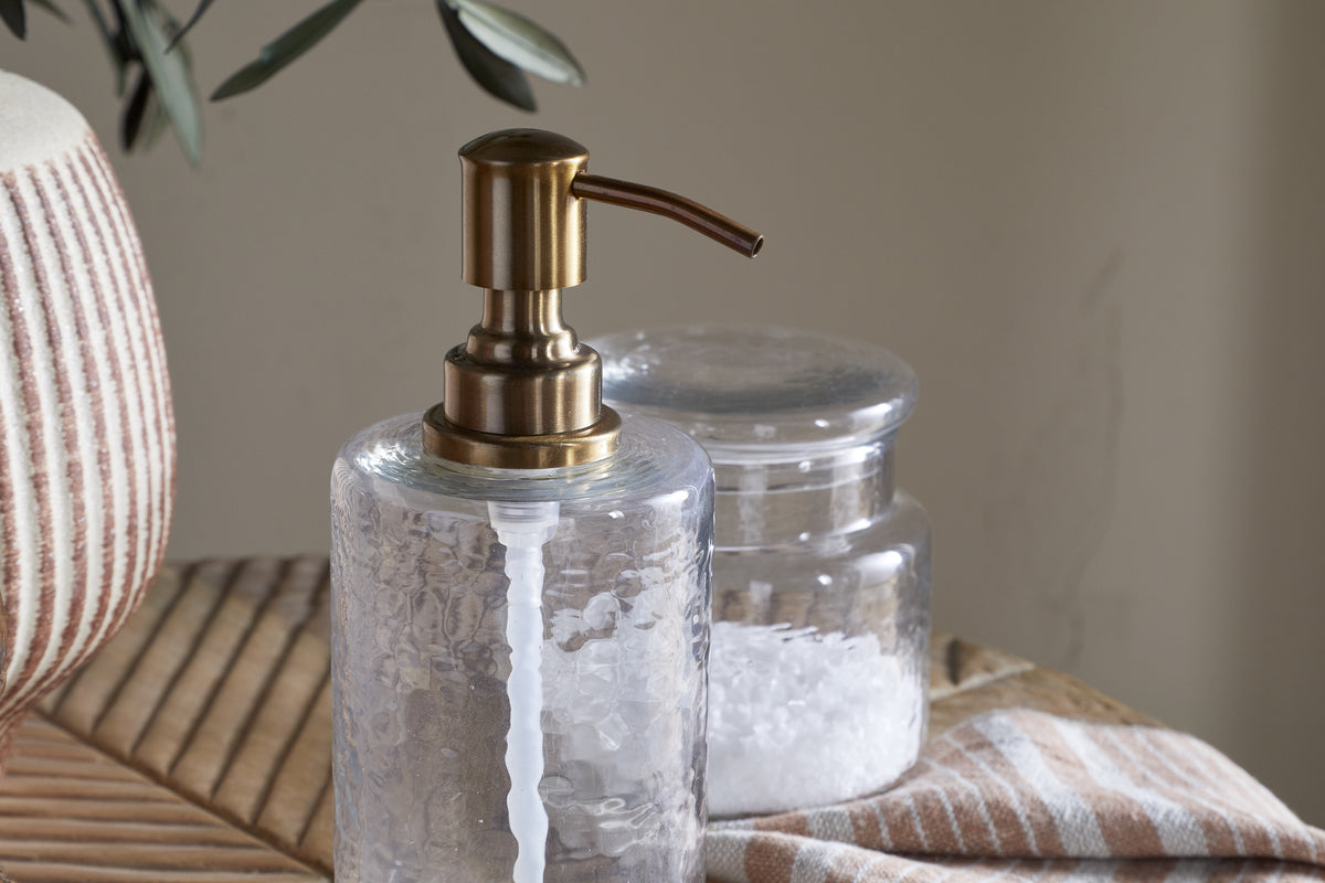 Ilcoso Recycled Hammered Glass Soap Dispenser - Clear