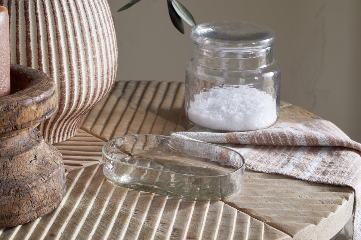 Ilcoso Recycled Hammered Glass Soap Dish - Clear