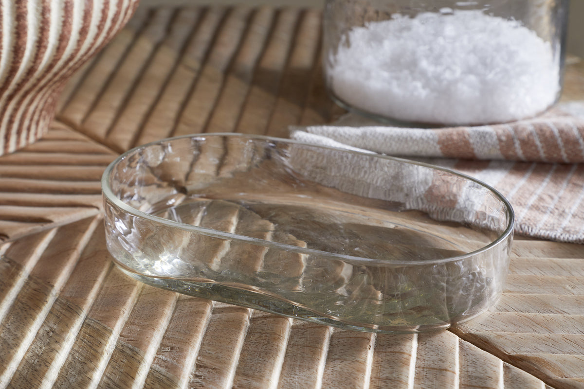 Ilcoso Recycled Hammered Glass Soap Dish - Clear