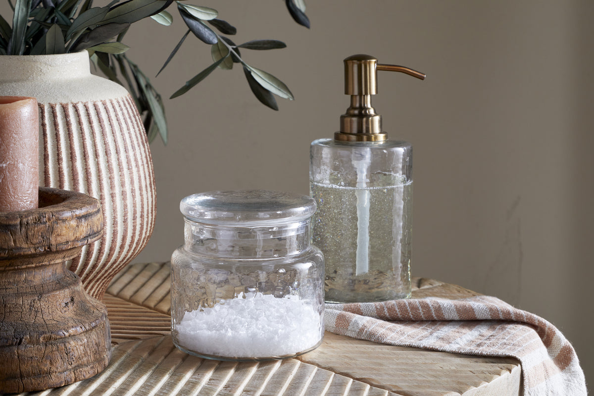 Ilcoso Recycled Hammered Glass Storage Pot - Clear