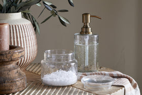 Ilcoso Recycled Hammered Glass Storage Pot - Clear