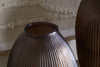 Linsy Ribbed Glass Vase - Smoke Brown