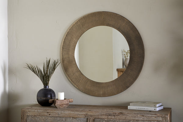 Moto Round Mirror - Antique Brass