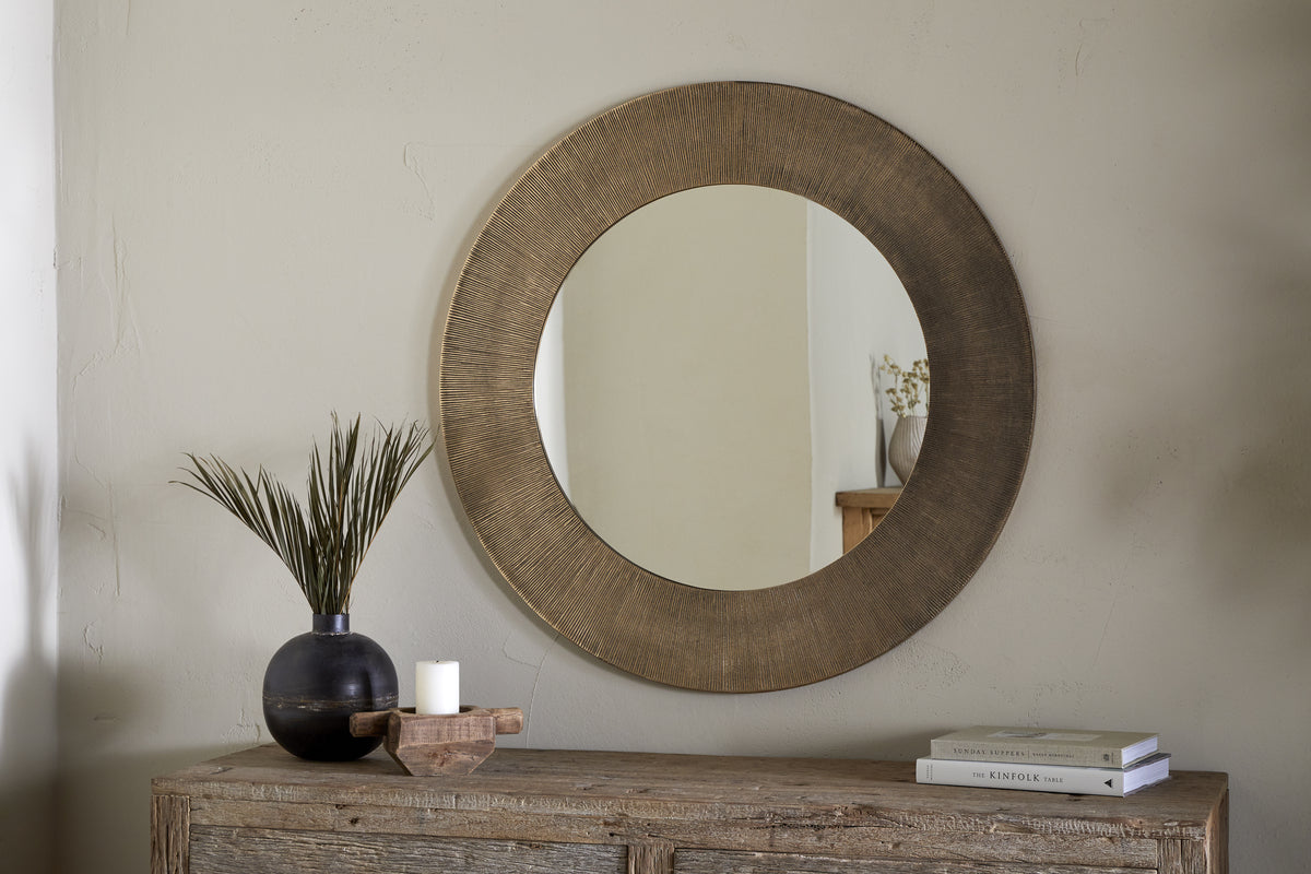 Moto Round Mirror - Antique Brass