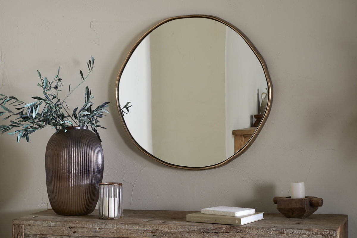Mchanga Organic Shape Mirror - Antique Brass
