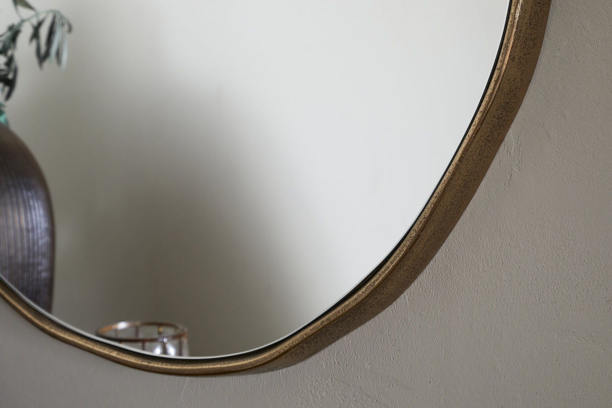 Mchanga Organic Shape Mirror - Antique Brass