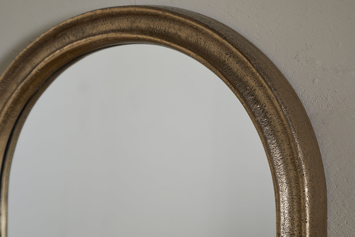 Mbwa Oval Mirror - Antique Brass
