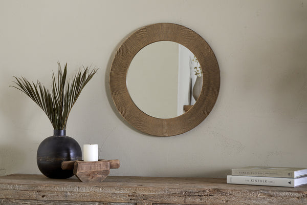 Putali Etched Mirror - Antique Brass