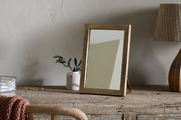 Baja Standing Mirror - Antique Brass