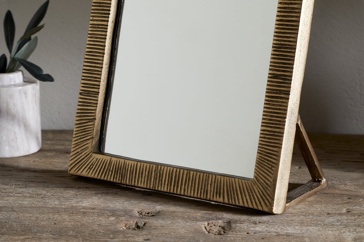 Baja Standing Mirror - Antique Brass