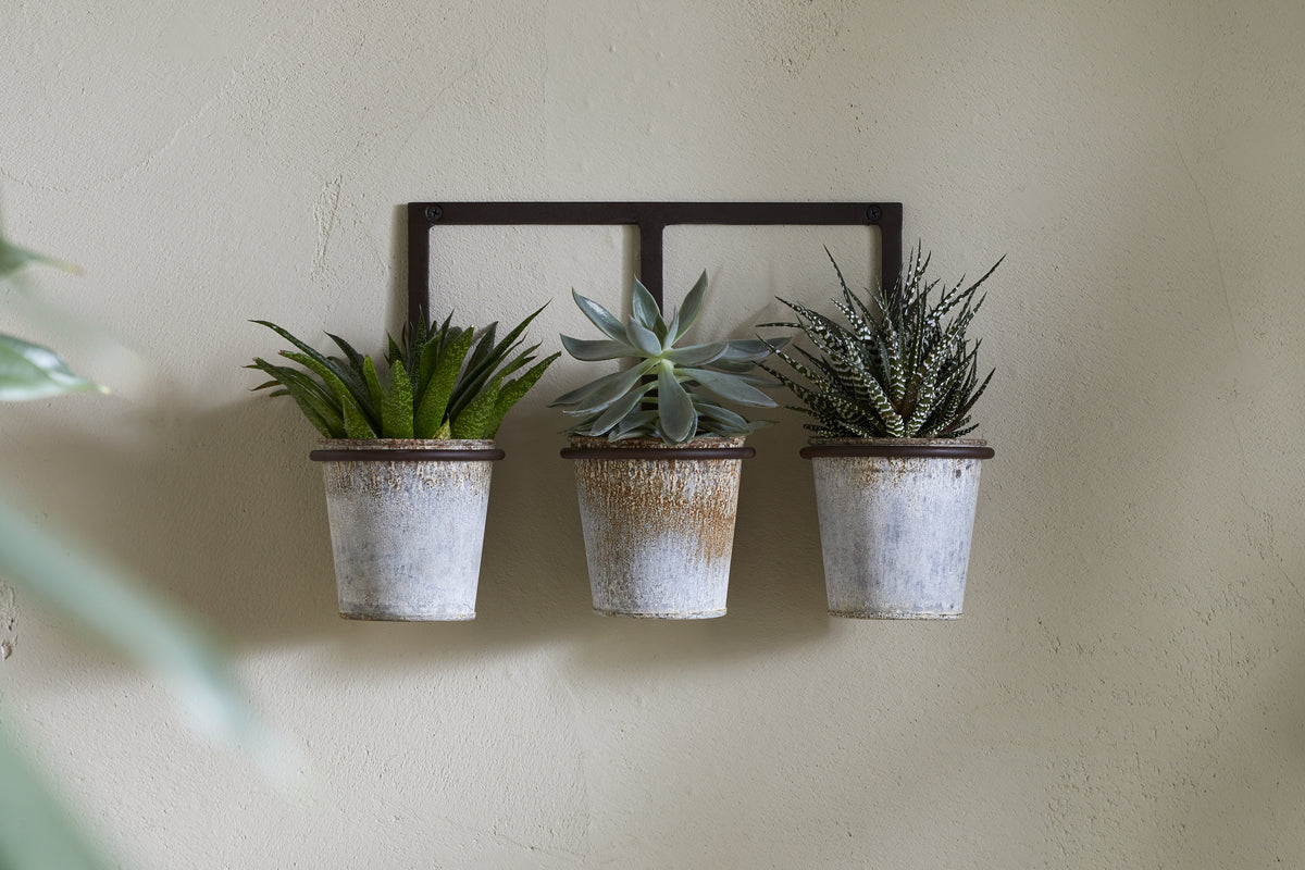 Tukana Triple Wall Hung Planter - Zinc
