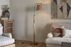 Kera Wood & Metal Floor Lamp - Antique Brass & Natural