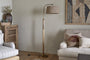 Kera Wood & Metal Floor Lamp - Antique Brass & Natural