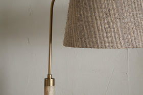 Kera Wood & Metal Floor Lamp - Antique Brass & Natural