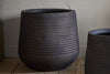 Lmaga Metal Grooved Planter - Aged Black