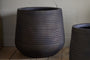 Lmaga Metal Grooved Planter - Aged Black