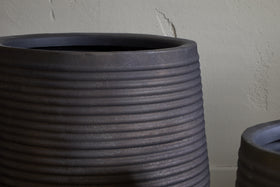 Lmaga Metal Grooved Planter - Aged Black