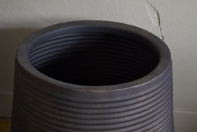 Lmaga Metal Grooved Planter - Aged Black
