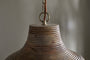 Nadi Grooved Wood Pendant - Natural & Antique Brass