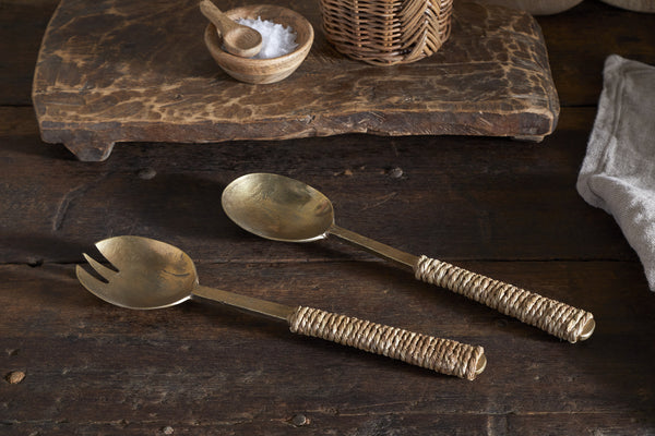 Abani Salad Servers - Antique Brass