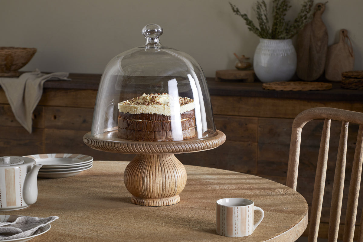 Vivan Glass Cake Stand & Dome - Natural